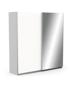 ARMADIO "GHOST" BIANCO CON ANTE SCORREVOLI E SPECCHIO, 194X59X203 CM